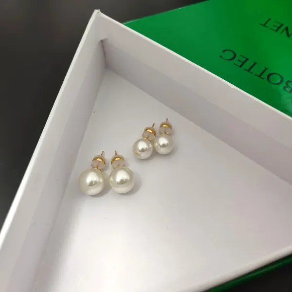Bottega Veneta Pearl Stud Earrings White-Green - 4