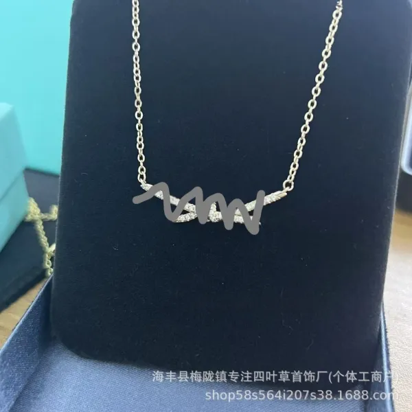 Custom Silver Bar Necklace with Cubic Zirconia Pendant - 3