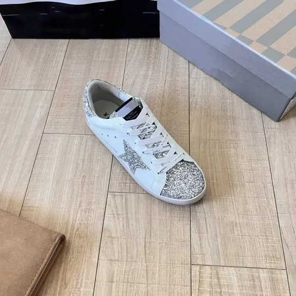 Golden Goose Superstar White Glitter Star Sneakers - 11