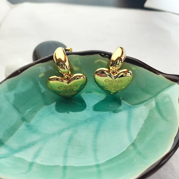 Gold Heart-and-Crescent Earrings - 6