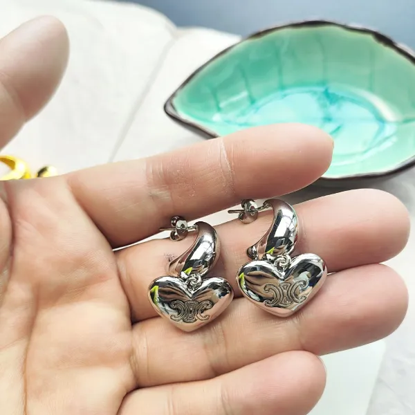 Gold Heart-and-Crescent Earrings - 5