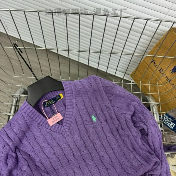Ralph Lauren Cable Knit V-Neck Sweater White - 14
