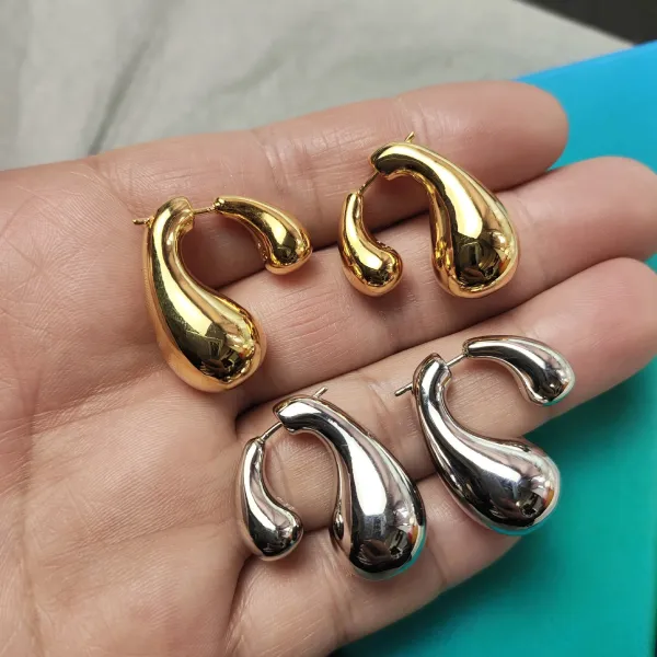 Gold Teardrop Hoop Earrings - 5
