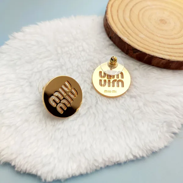 Miu Miu Logo Disc Stud Earrings Silver - 5