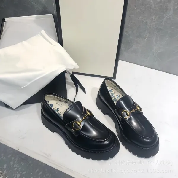 Gucci Horsebit Loafer Black Chunky Platform Leather Loafers - 3