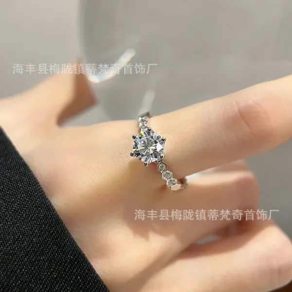 Hexagonal Pavé Ring Gold Tone Jewelry - 8