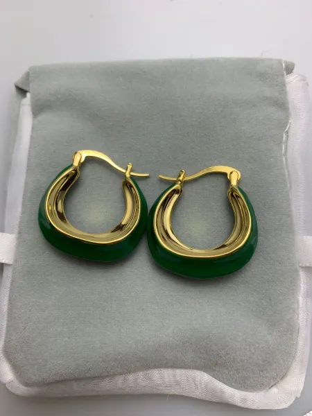 Bold Resin Hoop Earrings in Cobalt Blue and Deep Purple - 9
