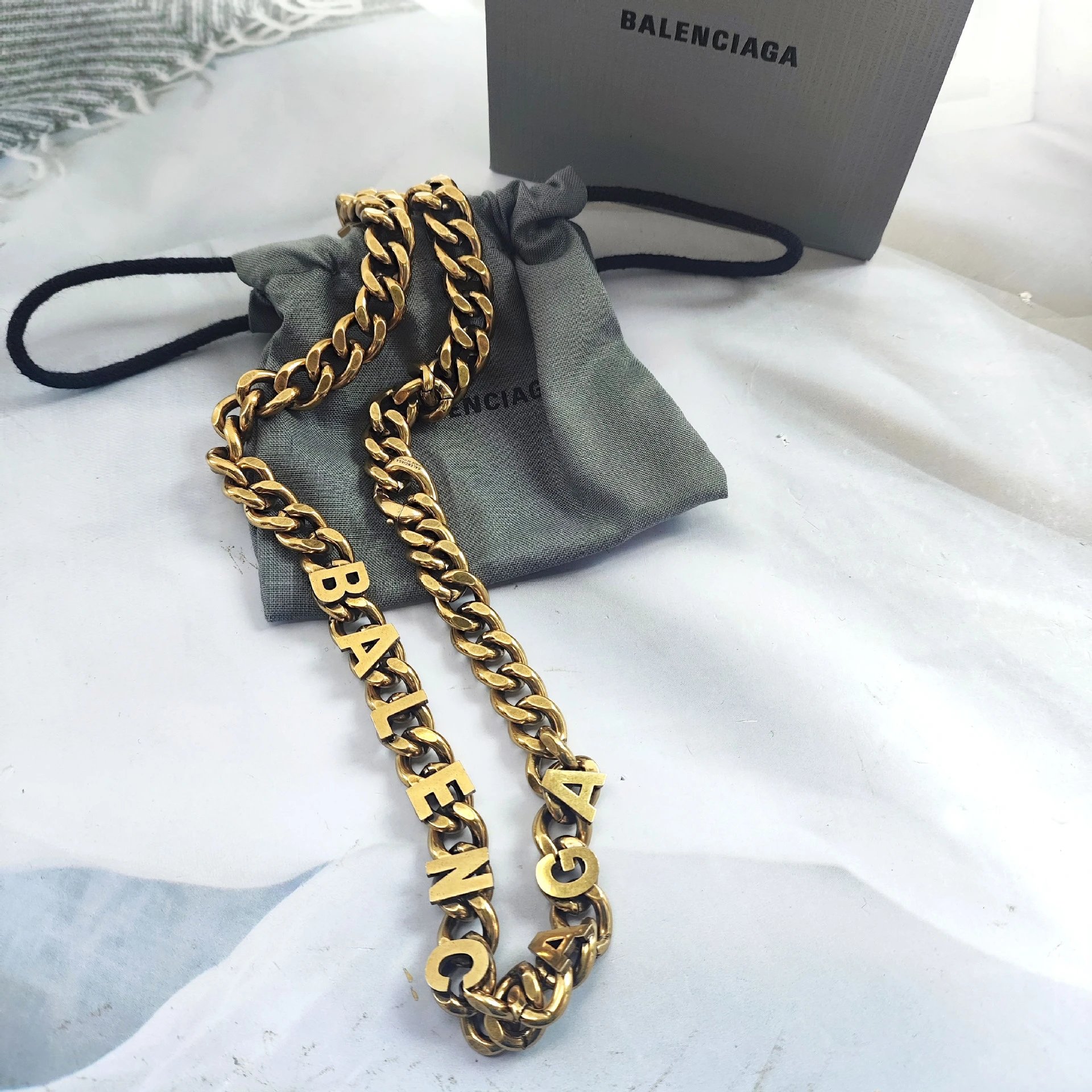 Balenciaga Logo Chain Necklace Silver - 3