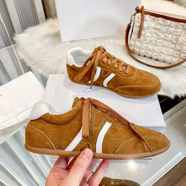 Design Suede Retro Runner Tan White Sneakers - 4