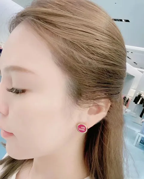 MMY M-Shape Enamel Stud Earrings Gold Pink Jewelry - 16