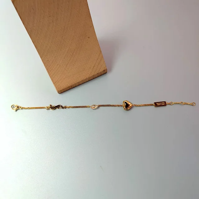 Saint Laurent Gold-Tone Heart and Crystal Logo Chain product detail image 2