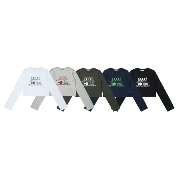 Aeae Chapter Normaek Cropped Long-Sleeve T-Shirt Navy - 5