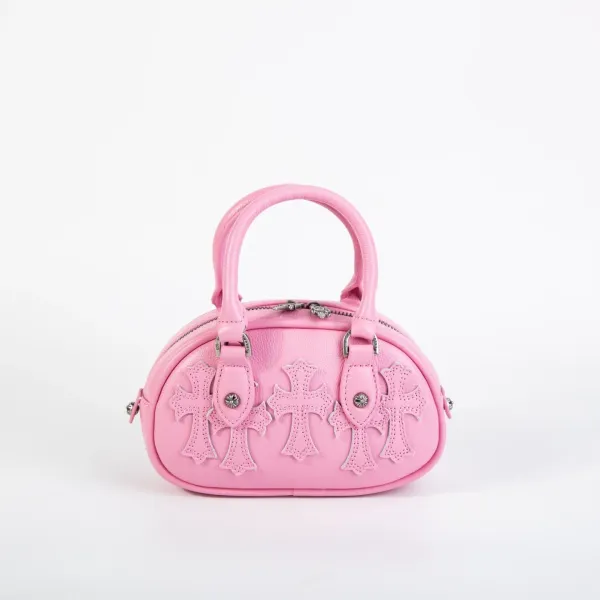 Chrome Hearts Mini Crossbody Bag Black Leather Handbag - 23