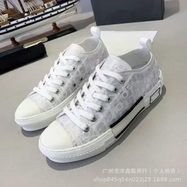Dior B23 Oblique Print White Low-Top Sneakers - 11