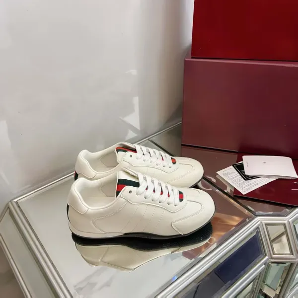 Gucci Ace Leather Sneakers Black with Red-Green Web Detail Sneakers - 4