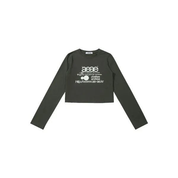 Aeae Chapter Normaek Cropped Long-Sleeve T-Shirt Navy - 10