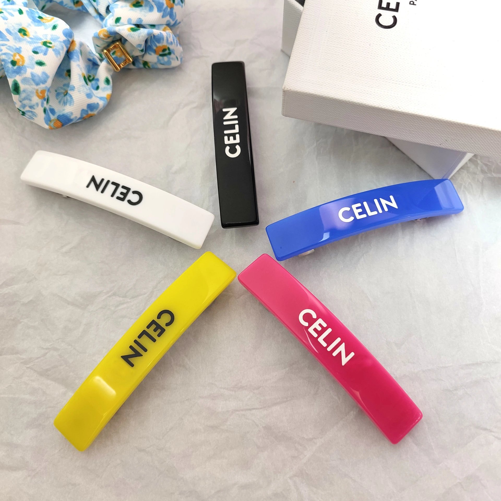 Celine Logo Bar Hair Clip Yellow Accessories - 8