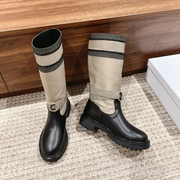 Off-White x Moncler Genius Logo-Print Combat Boots - 8