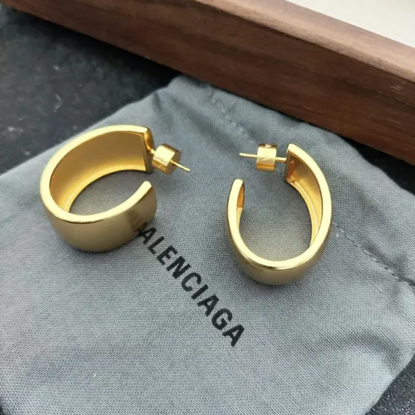Balenciaga Hourglass Hoop Earrings Silver and Gold Jewelry - 2