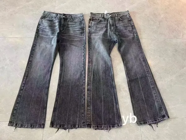Gallery Dept. Distressed Wide-Leg Flare Jeans Black - 4