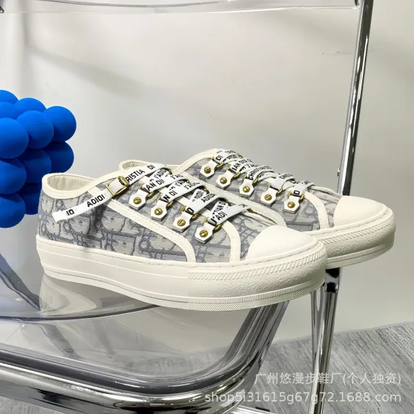 Dior B23 Oblique Print White Canvas Sneakers - 27
