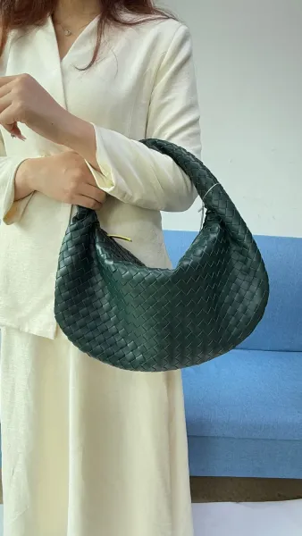 Bottega Veneta The Pouch Black Woven Leather Hobo Bag - 20