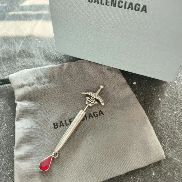 Balenciaga Sword Brooch Red Crystal - 3