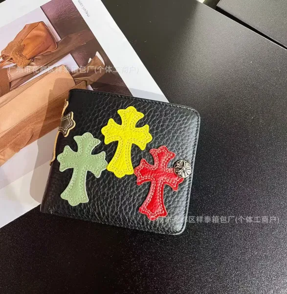 Chrome Hearts Triple Cross Black Leather Short Wallet - 5
