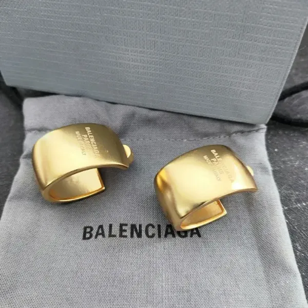 Balenciaga Hourglass Hoop Earrings Silver and Gold Jewelry - 5