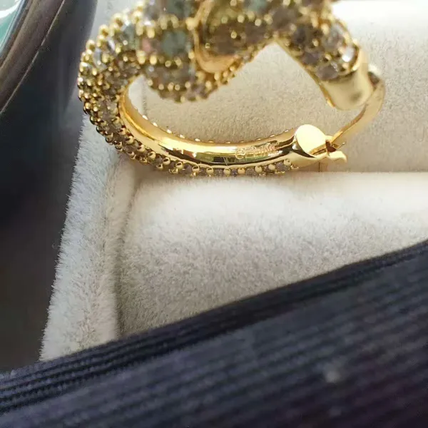 Celine Knot Hoop Earrings Gold Pave Crystal Earrings - 2