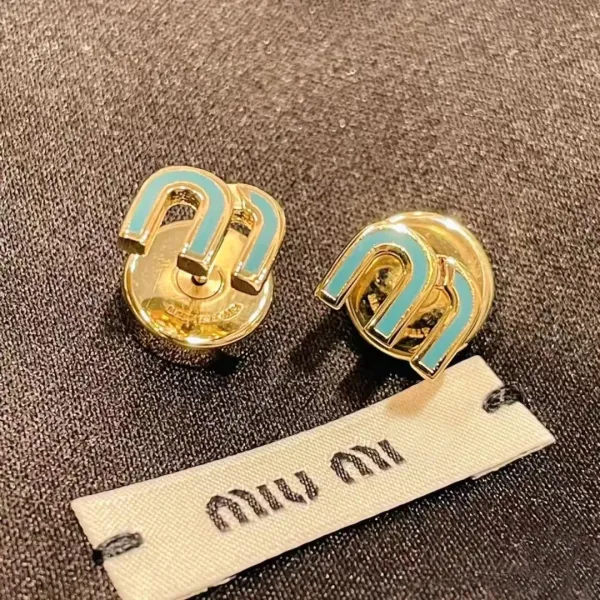 MMY M-Shape Enamel Stud Earrings Gold Pink Jewelry - 15