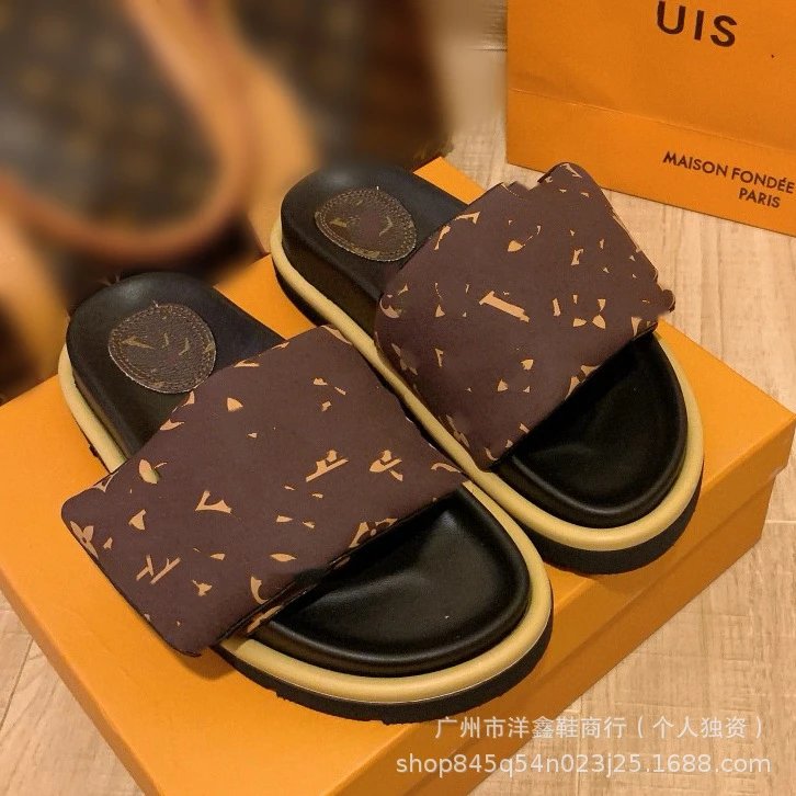 Louis Vuitton Damier Azur Green Slide Sandals - 6