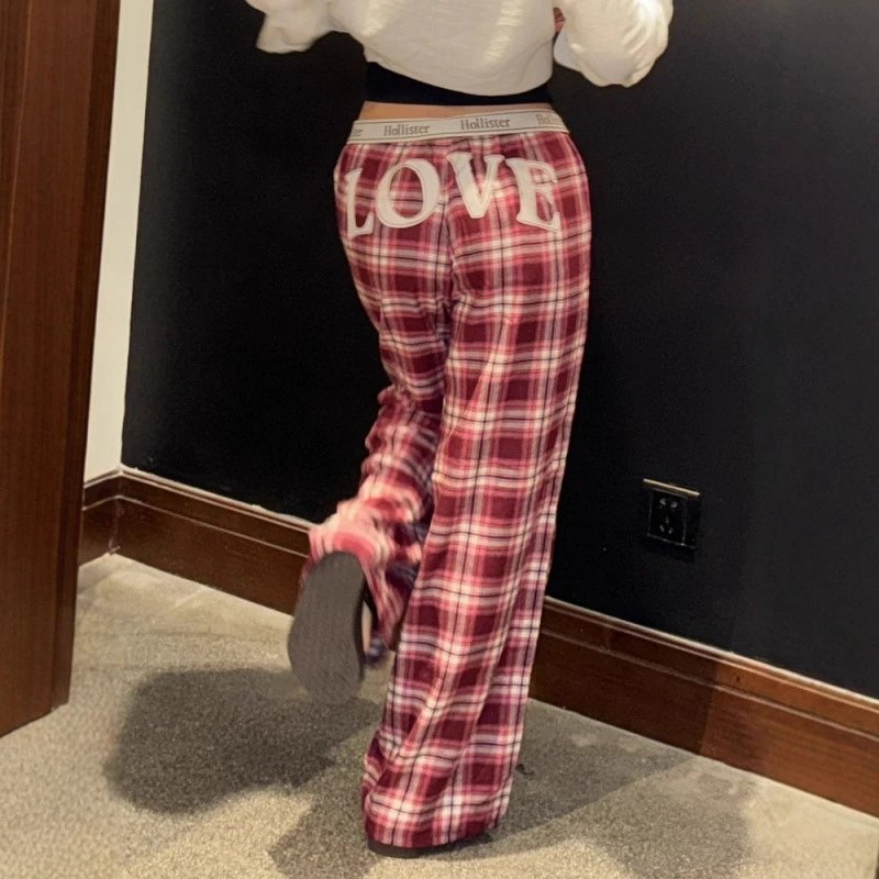 Hollister Plaid Letter Trousers