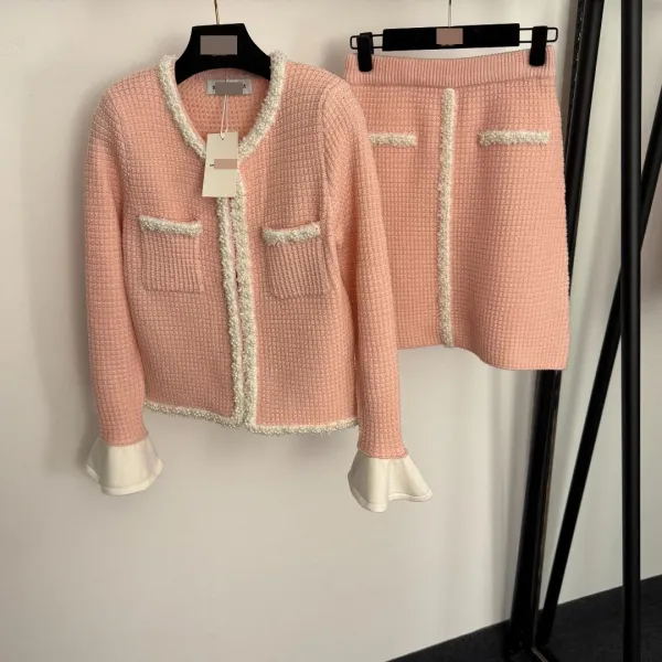 Chanel-Inspired Tweed Set Black and White Cardigan and Skirt - 5