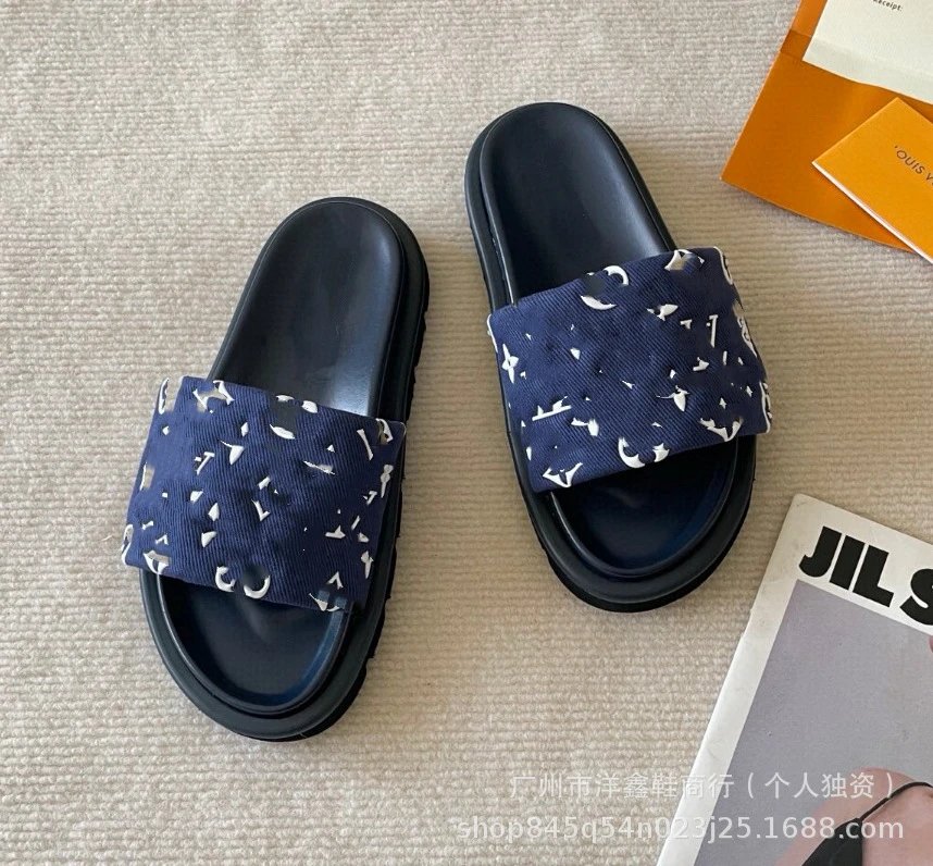 Louis Vuitton Damier Azur Green Slide Sandals - 13