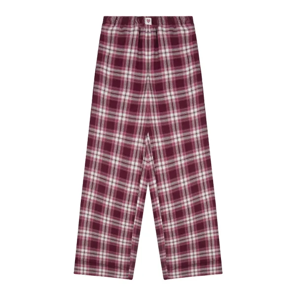 Design Plaid Lounge Pants with LOVE Print Burgundy Sleepwear - 4