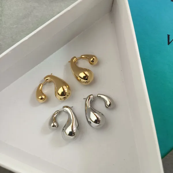 Gold Teardrop Hoop Earrings - 6