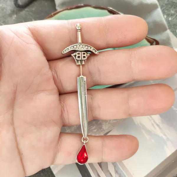 Balenciaga Sword Brooch Red Crystal - 4