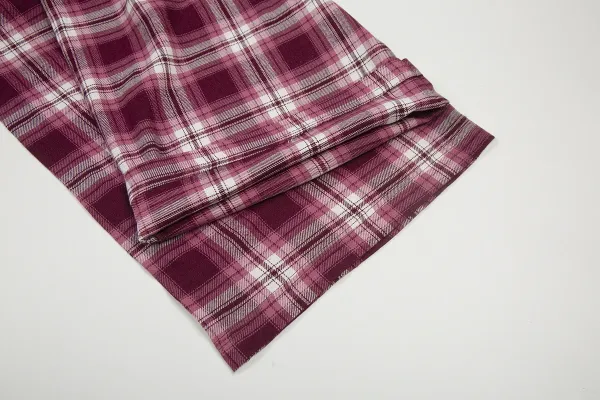 Design Plaid Lounge Pants with LOVE Print Burgundy Sleepwear - 12