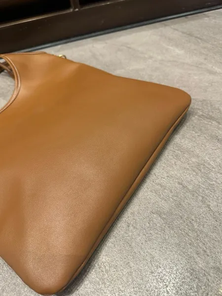 Miu Miu Logo-Embossed Distressed Brown Tote Bag - 30