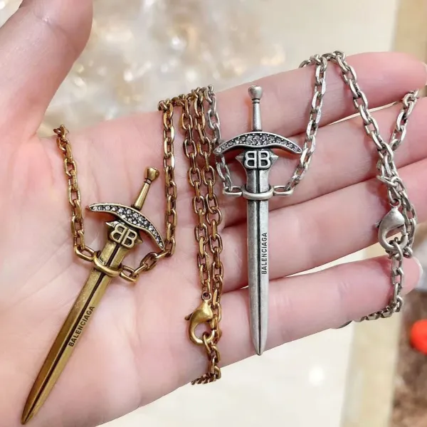 Balenciaga Sword Pendant Necklace Gold and Silver - 3
