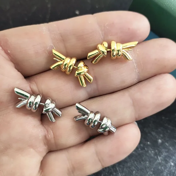Gold Knot Stud Earrings - 4