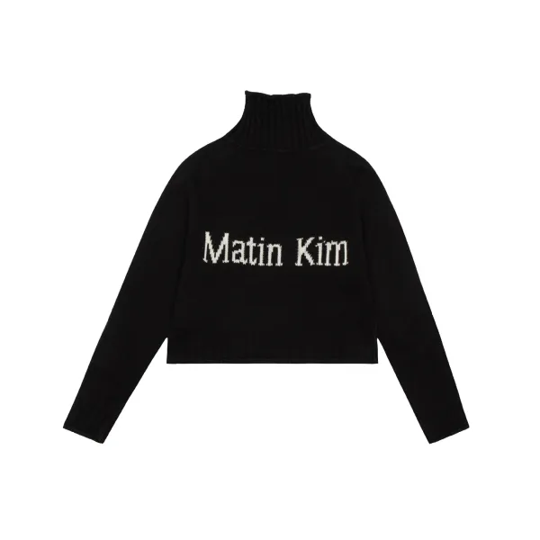 Matin Kim Logo Knit Turtleneck Sweater Gray - 6