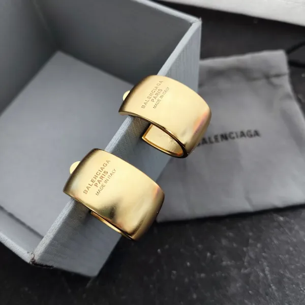 Balenciaga Hourglass Hoop Earrings Silver and Gold Jewelry - 4