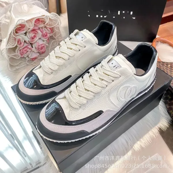 Chanel Tennis Classic White and Black Leather Sneakers - 4