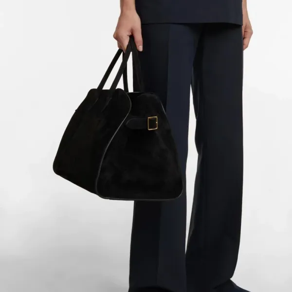 The Row Mini Soft Suede Beige Boston Bag - 7