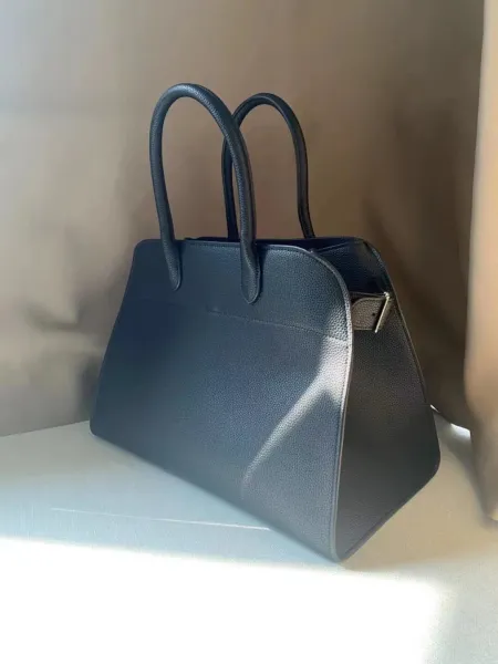 The Row Mini Soft Suede Beige Boston Bag - 15