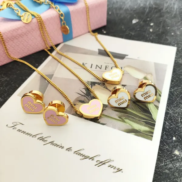 Miu Miu Heart Charm Necklace Gold - 8
