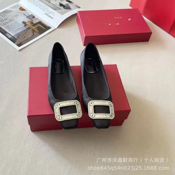 Black Square-Buckle Embellished Loafers - 5
