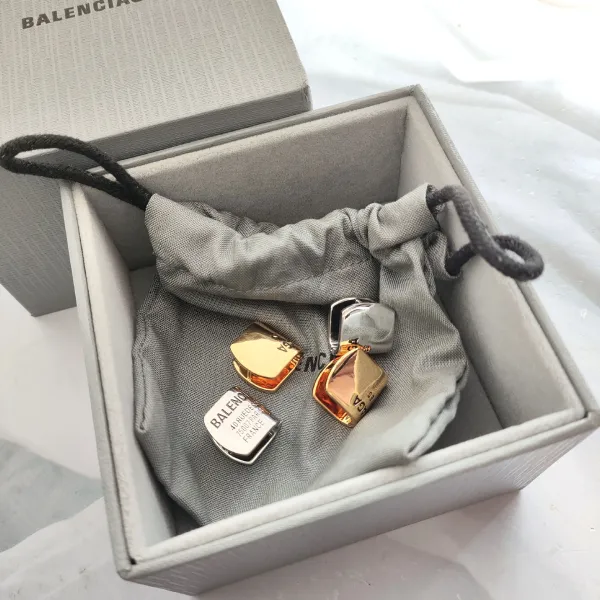 Balenciaga Logo-Engraved Cylindrical Hoop Earrings Silver - 2